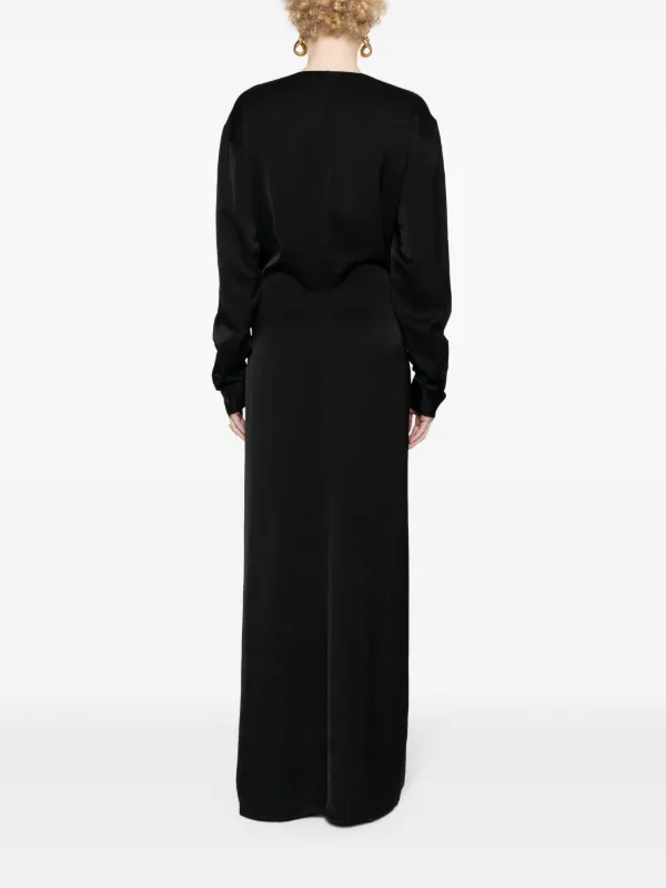 TOTEME knot-detail Satin Dress | Black | FARFETCH