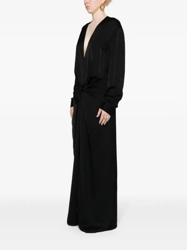 TOTEME knot-detail Satin Dress | Black | FARFETCH