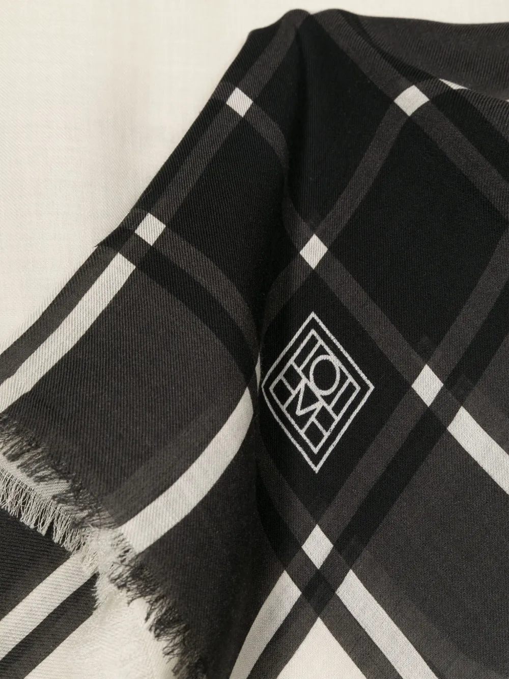 Shop Totême Wool-silk Blanket Scarf In Black