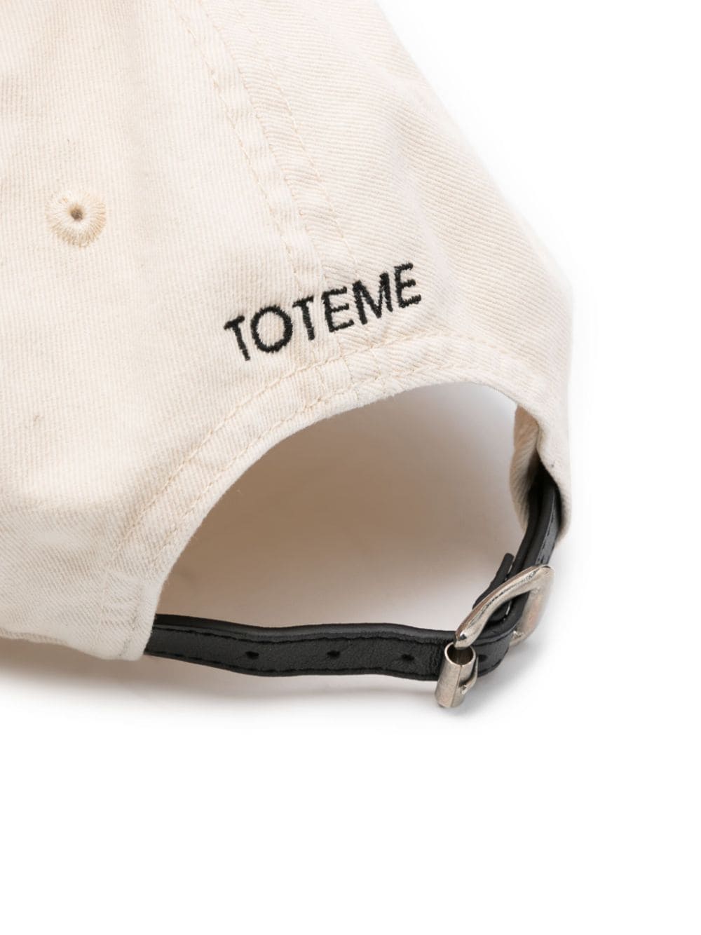 Shop Totême Leather-trim Cotton Baseball Cap In Neutrals
