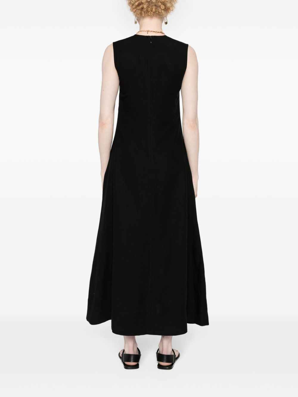 Shop Totême Shantung Midi Dress In Black