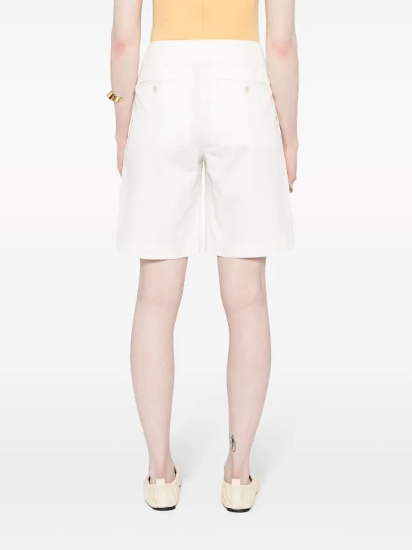 TOTEME Twill Pleated Shorts | White | FARFETCH
