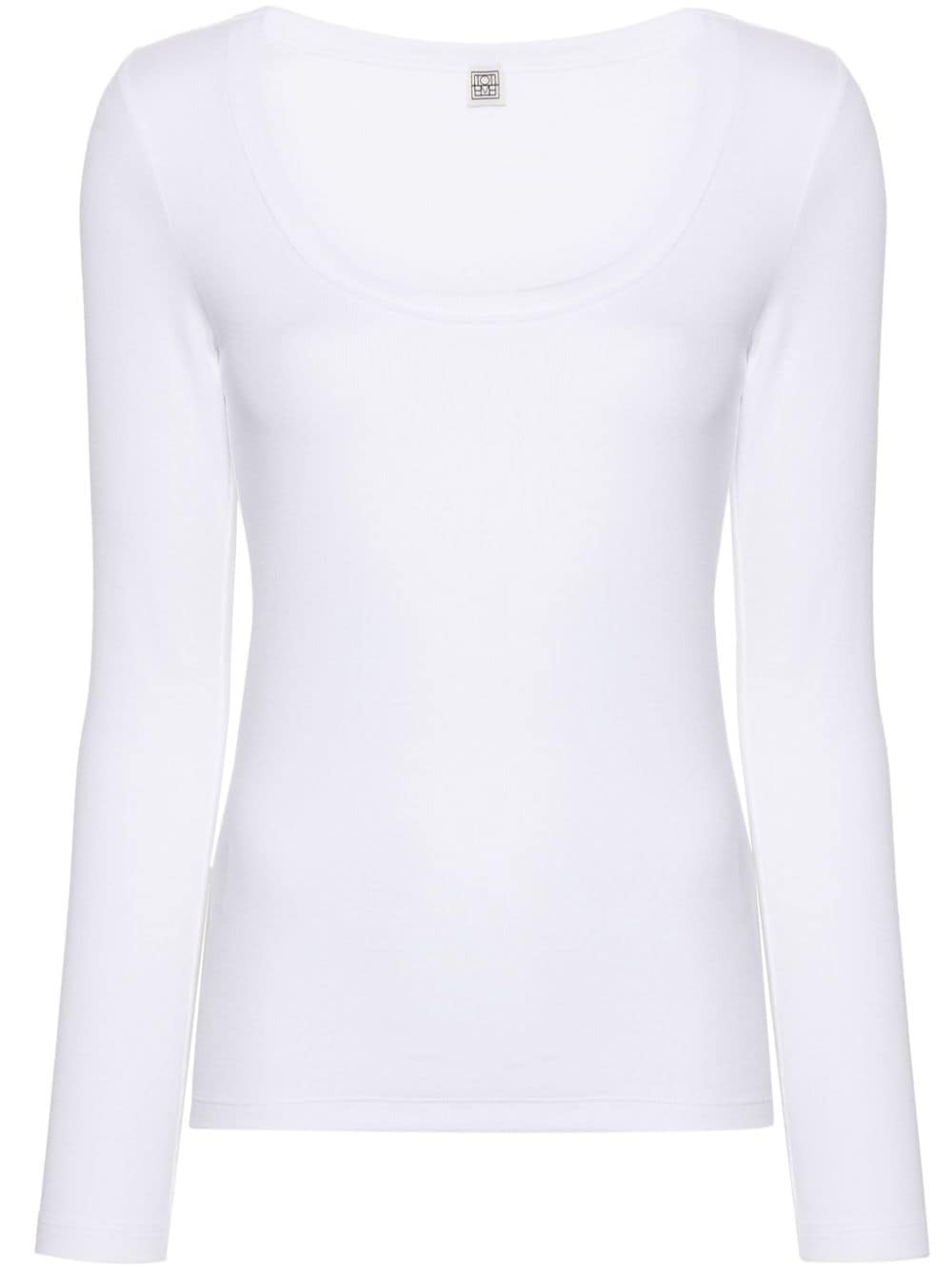 Shop Totême Scoop-neck Fine-ribbed T-shirt In Weiss