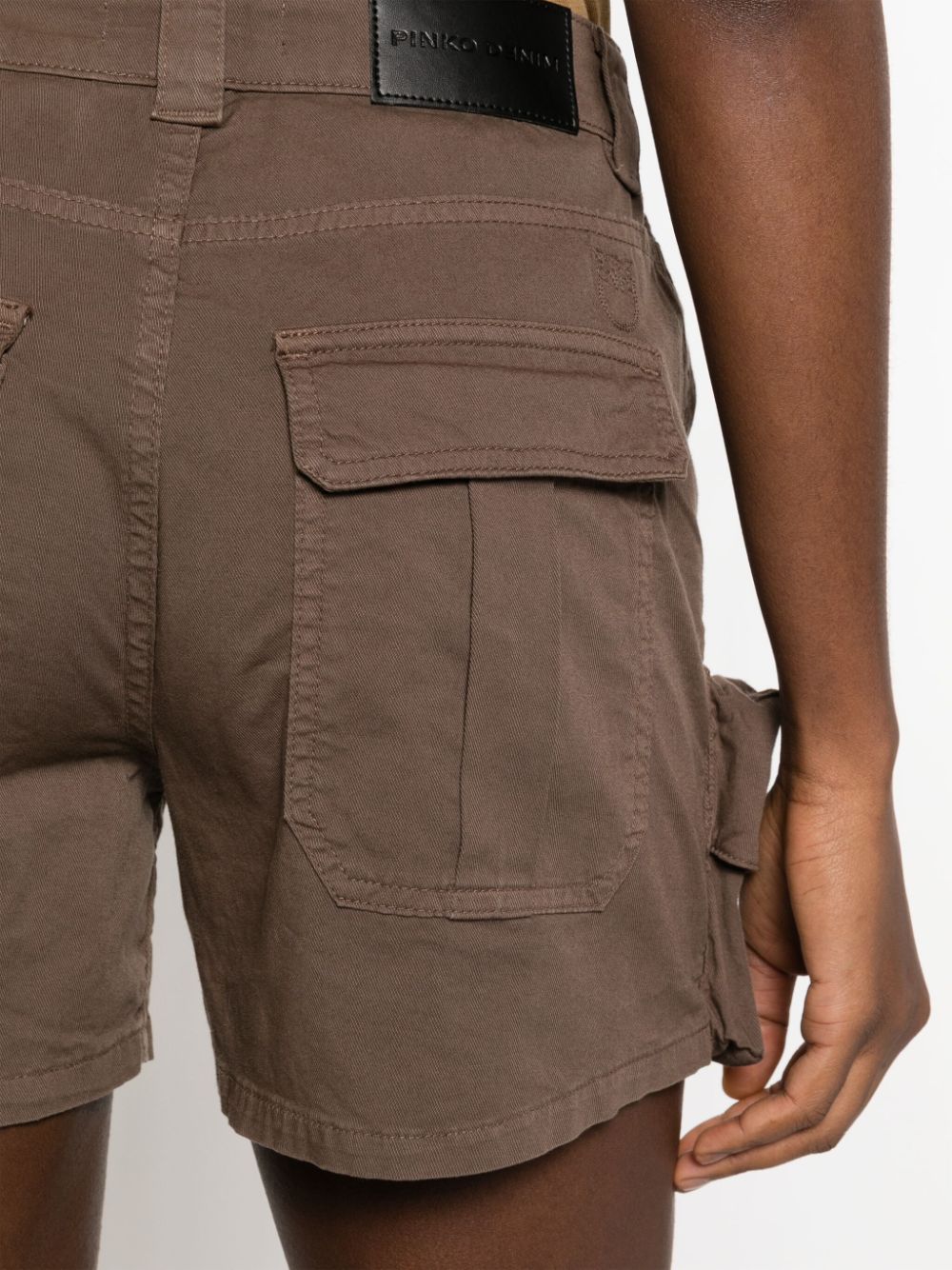 Shop Pinko Cargo Cotton Shorts In Brown