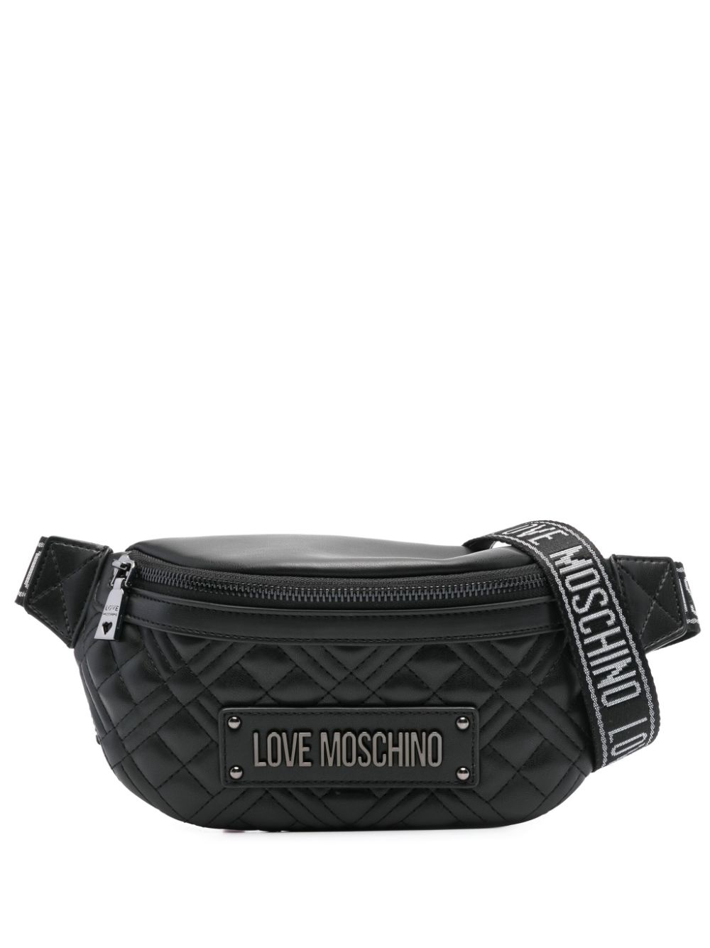 Love Moschino Logo-lettering Quilted Belt Bag In Black