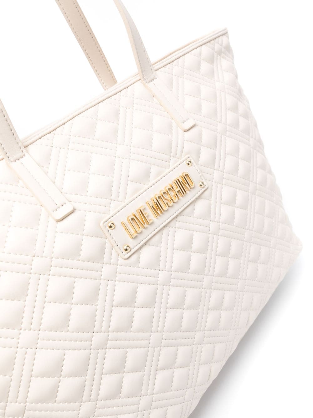 Love Moschino Gewatteerde shopper met logo Beige