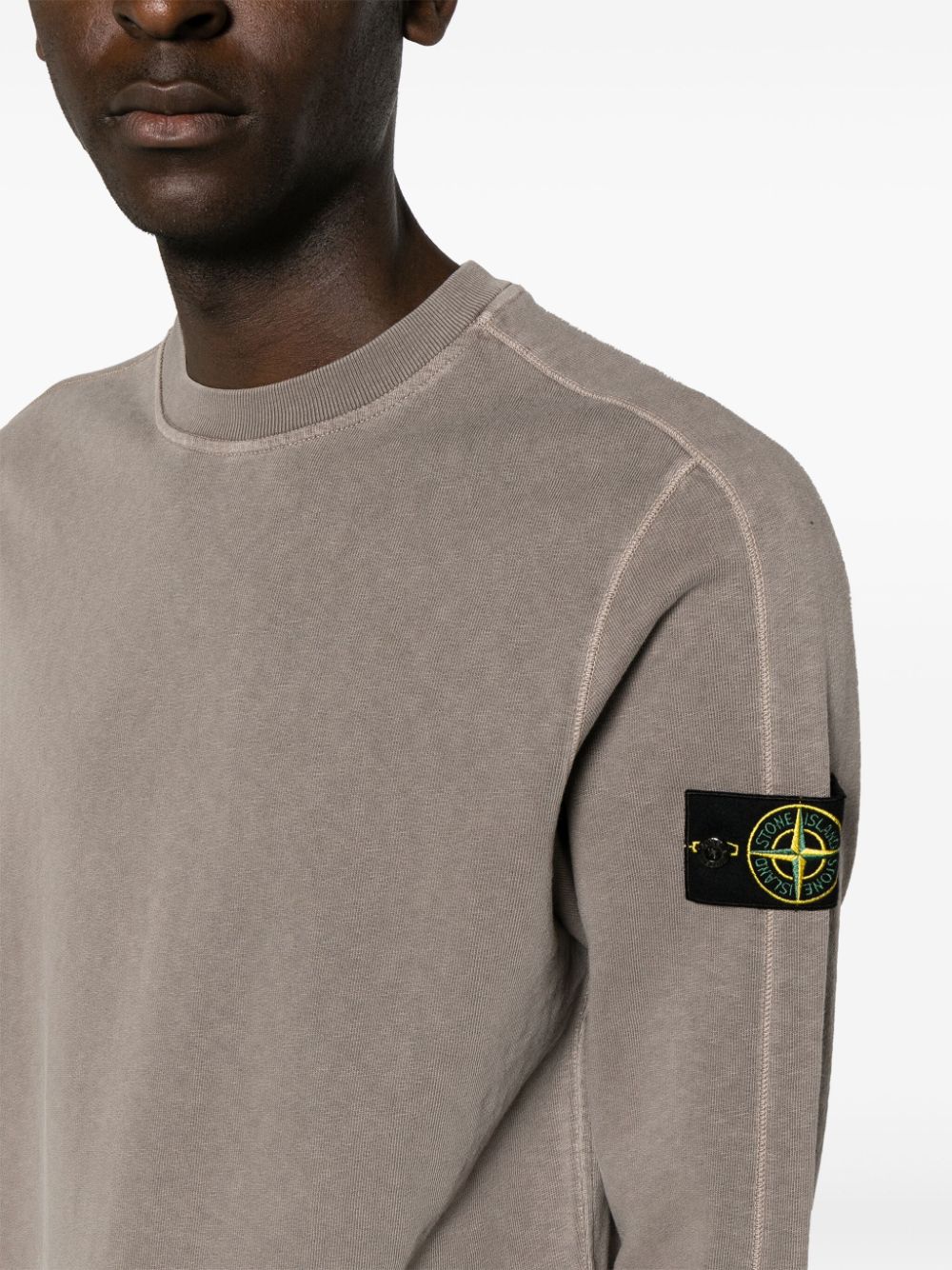 Shop Stone Island Compass-badge Cotton Sweatshirt In Grey