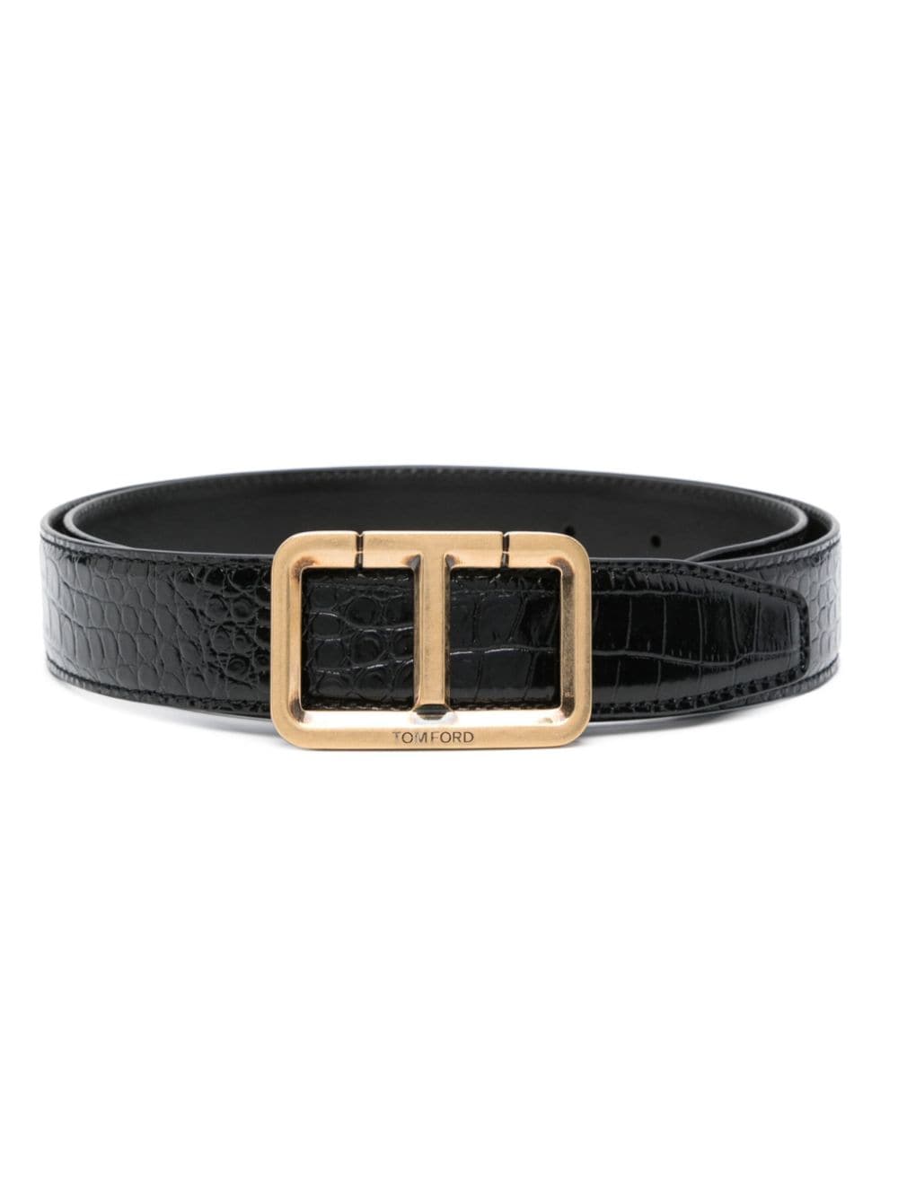 Tom Ford T-buckle Leather Belt In Black