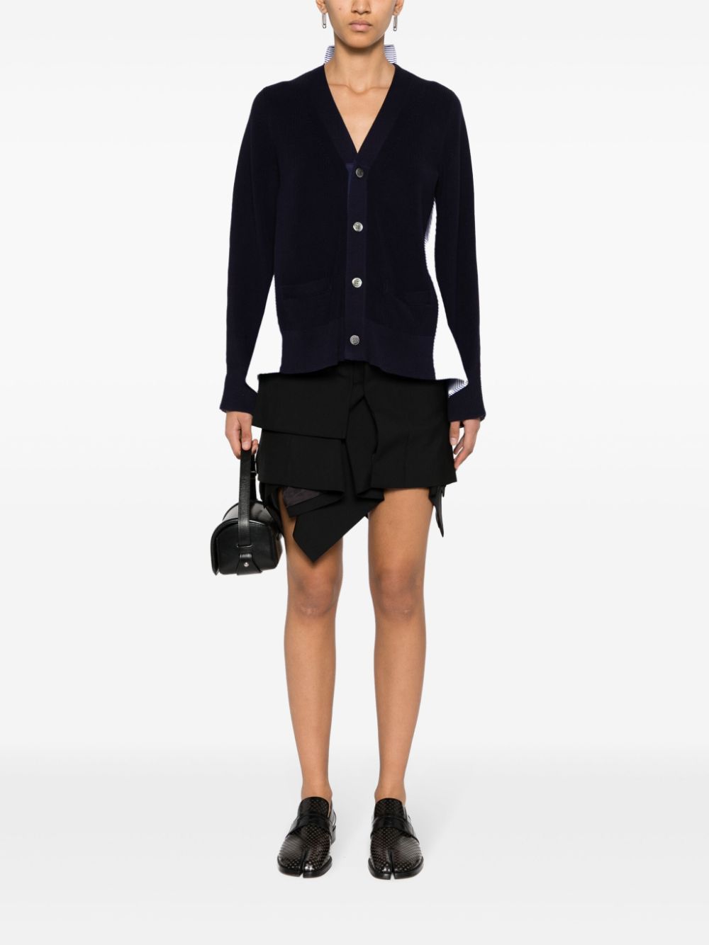 sacai draped asymmetric skirt - Zwart