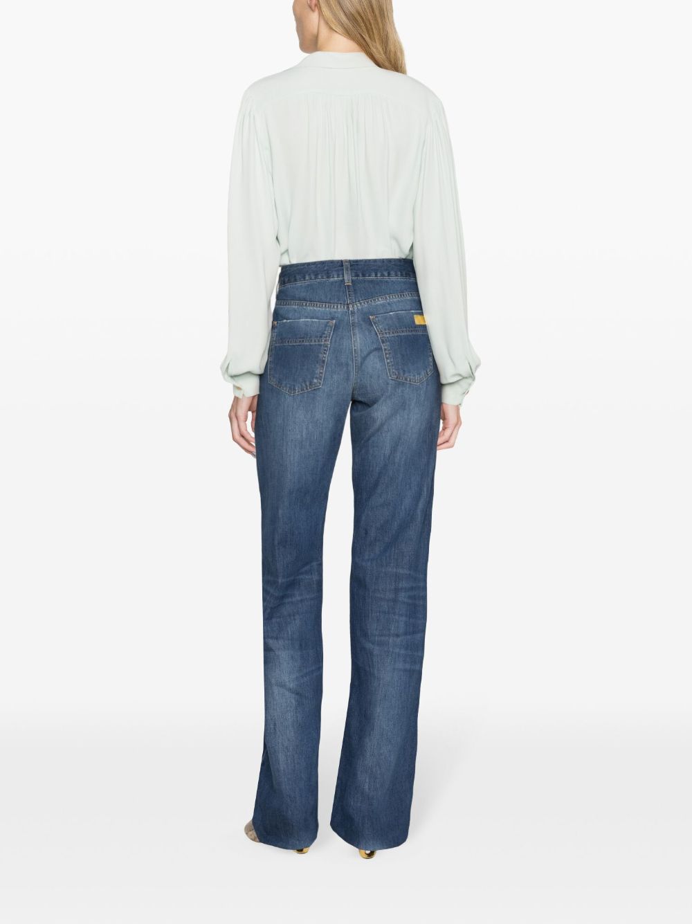 Elisabetta Franchi Low waist jeans met wijde pijpen Blauw