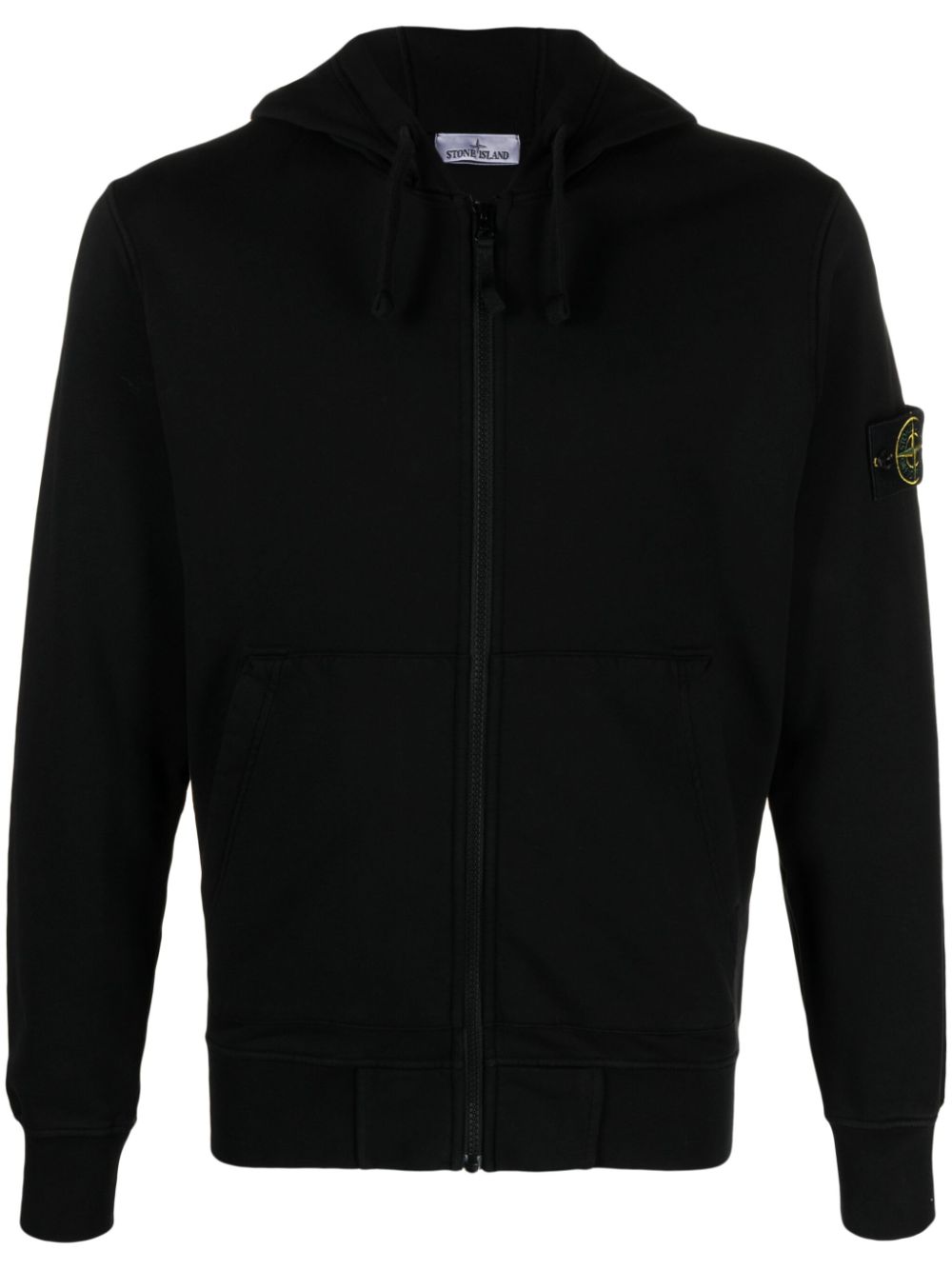 Stone Island Compass-badge Cotton Hoodie In Black