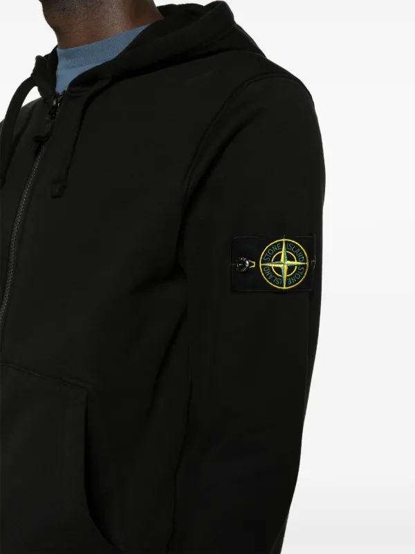 Stone Island logo-patch zip-up Hoodie | Black | FARFETCH GE