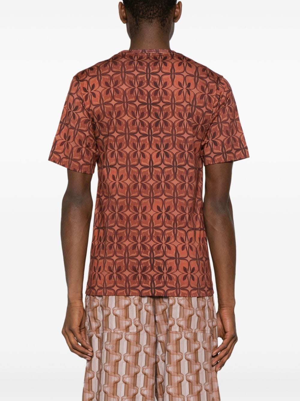 Shop Dries Van Noten Geometric-printed Cotton T-shirt In Brown