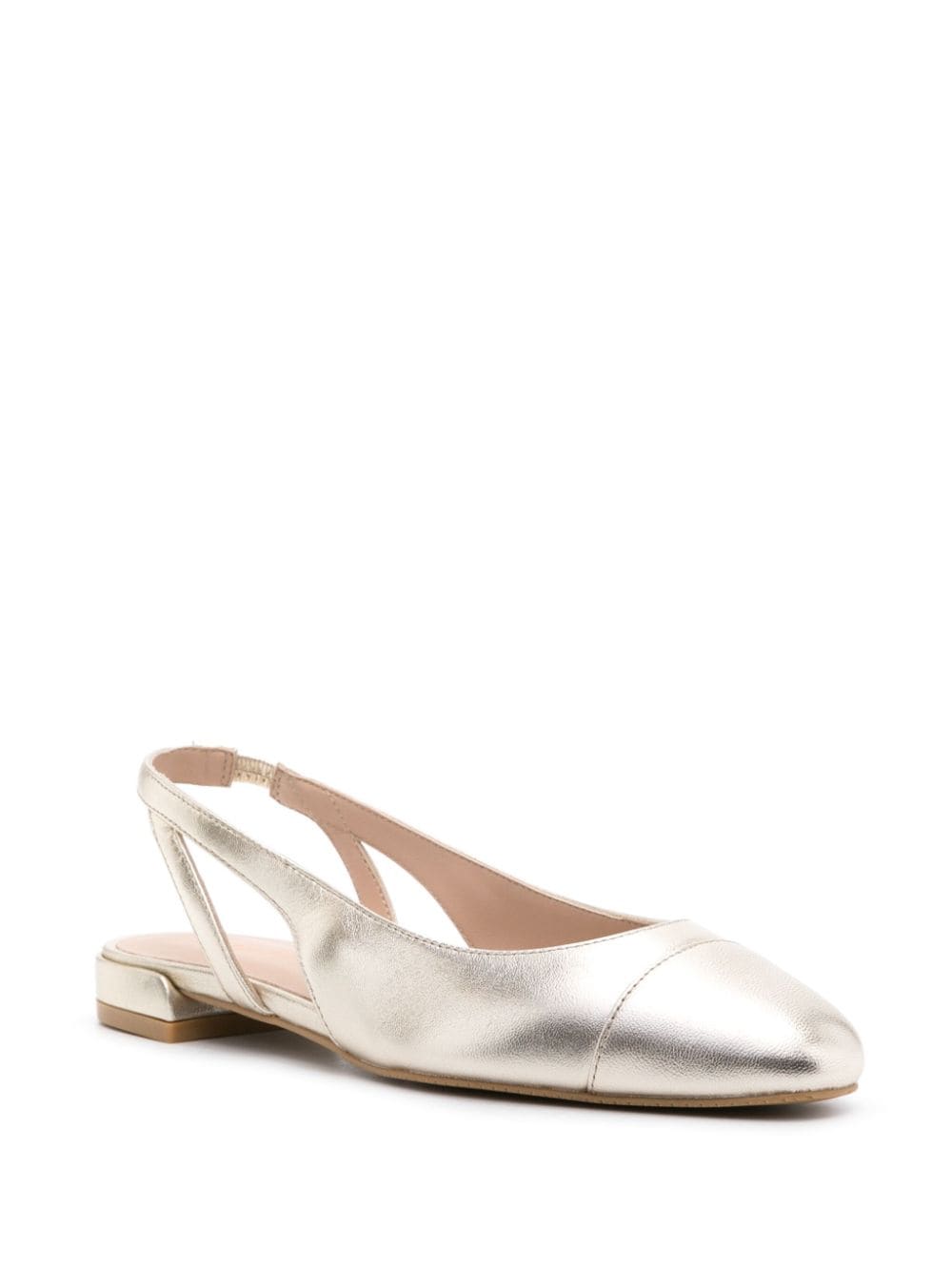 Shop Stuart Weitzman Slingback Leather Ballerina Shoes In Gold