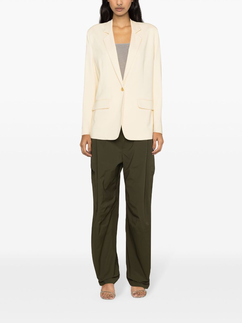 Shop Forte Forte Notched-lapels Single-breasted Blazer In Neutrals