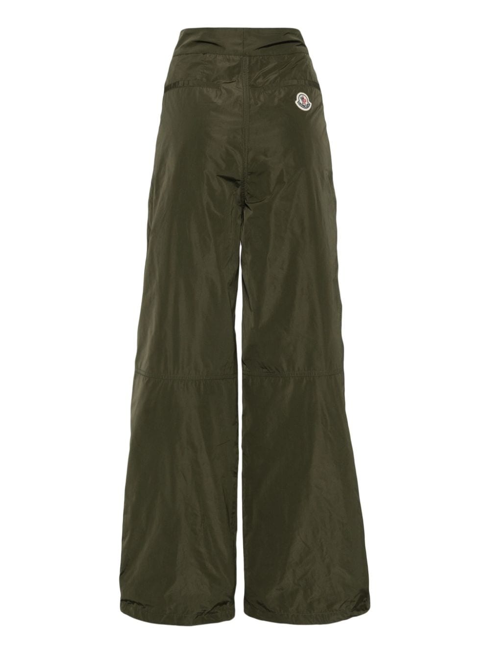 Shop Moncler Logo-appliqué Flared Trousers In Green