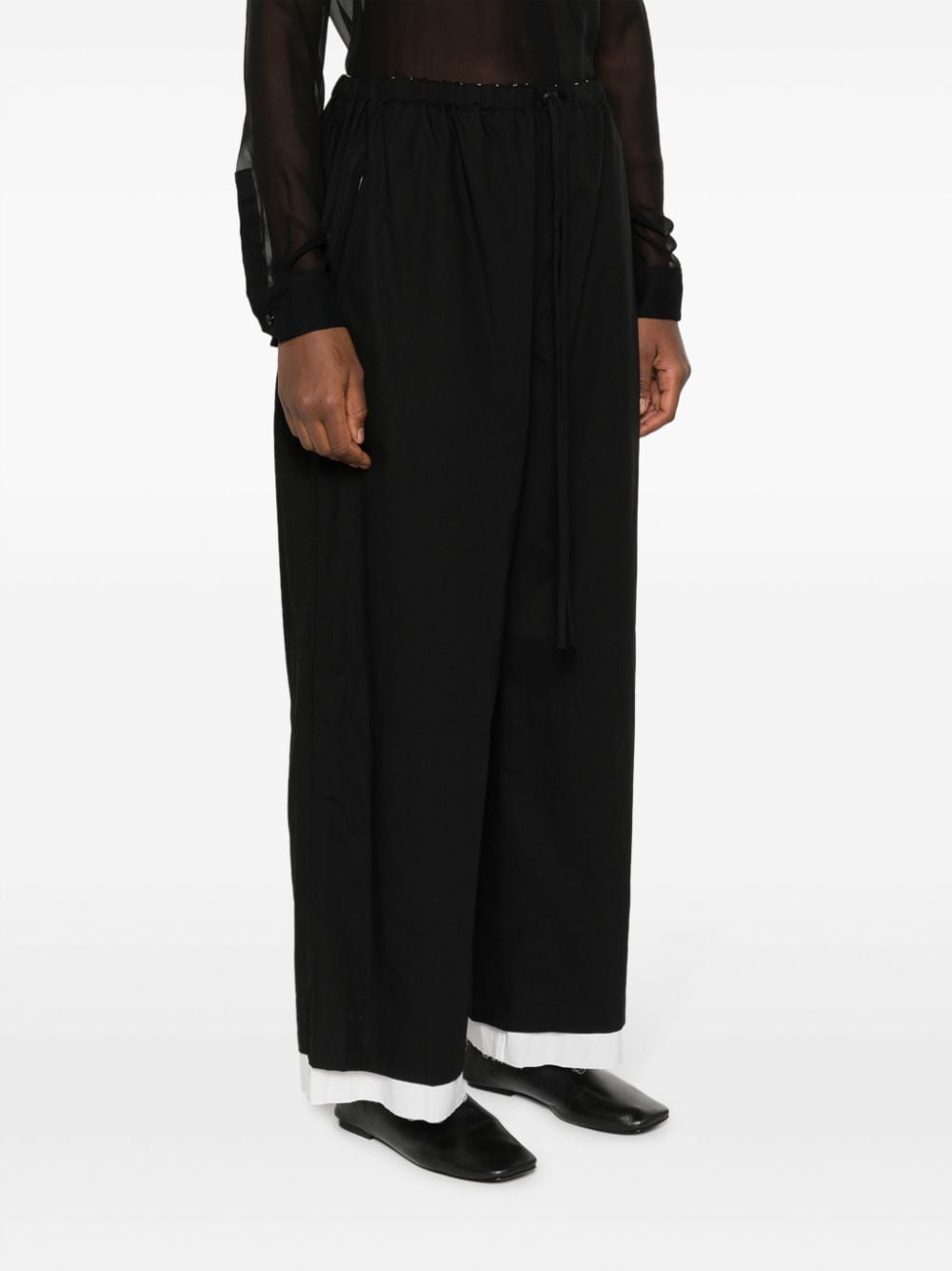 Shop Yohji Yamamoto Drawstring Wide-leg Trousers In Black