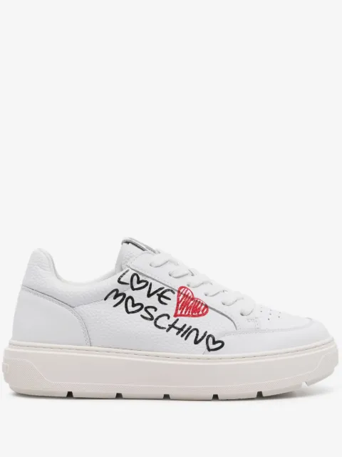 Love Moschino logo-print leather sneakers
