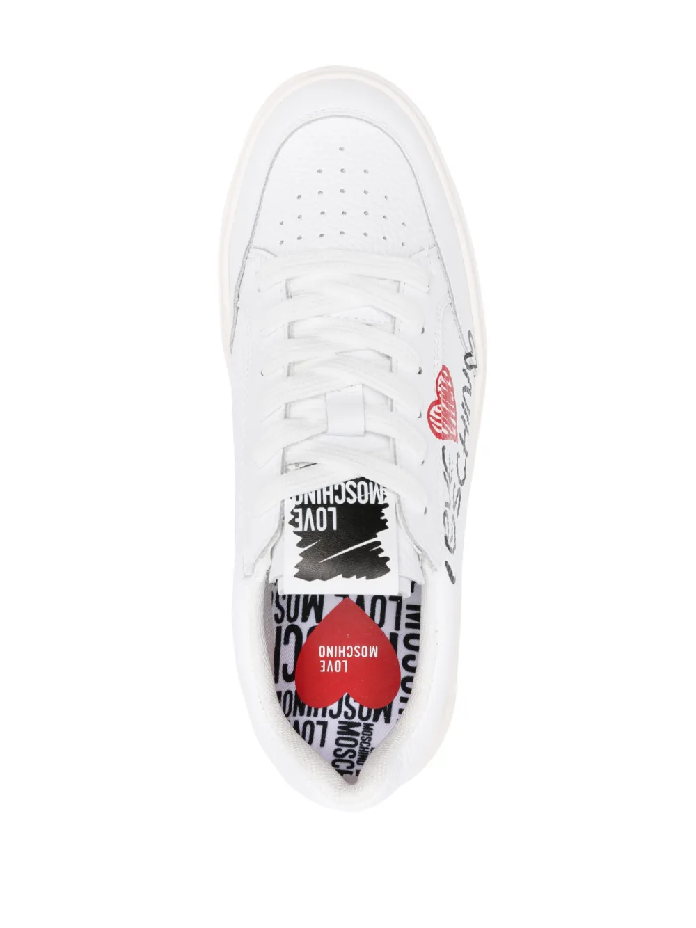 Shop Love Moschino Logo-print Leather Sneakers In White