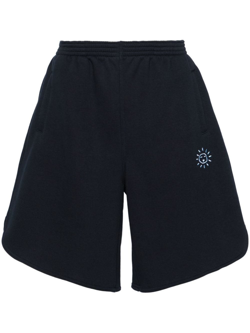Société Anonyme Logo-embroidered Cotton Shorts In 蓝色