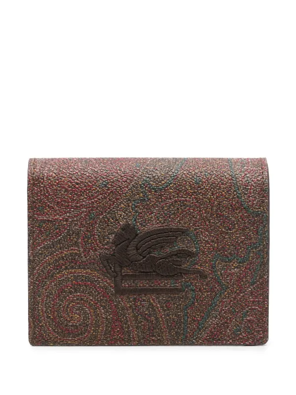 【送料&関税込】Etro Paisley Print Wallet ETRO Vintage Paisley canvas coated leather Clutch wallet