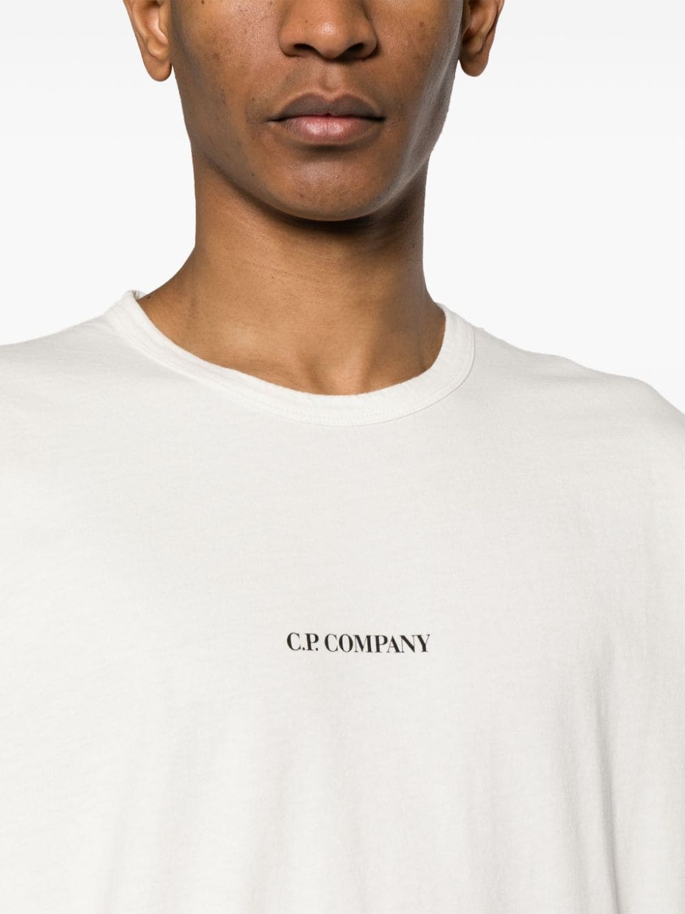 Shop C.p. Company Logo-print Cotton T-shirt In Neutrals