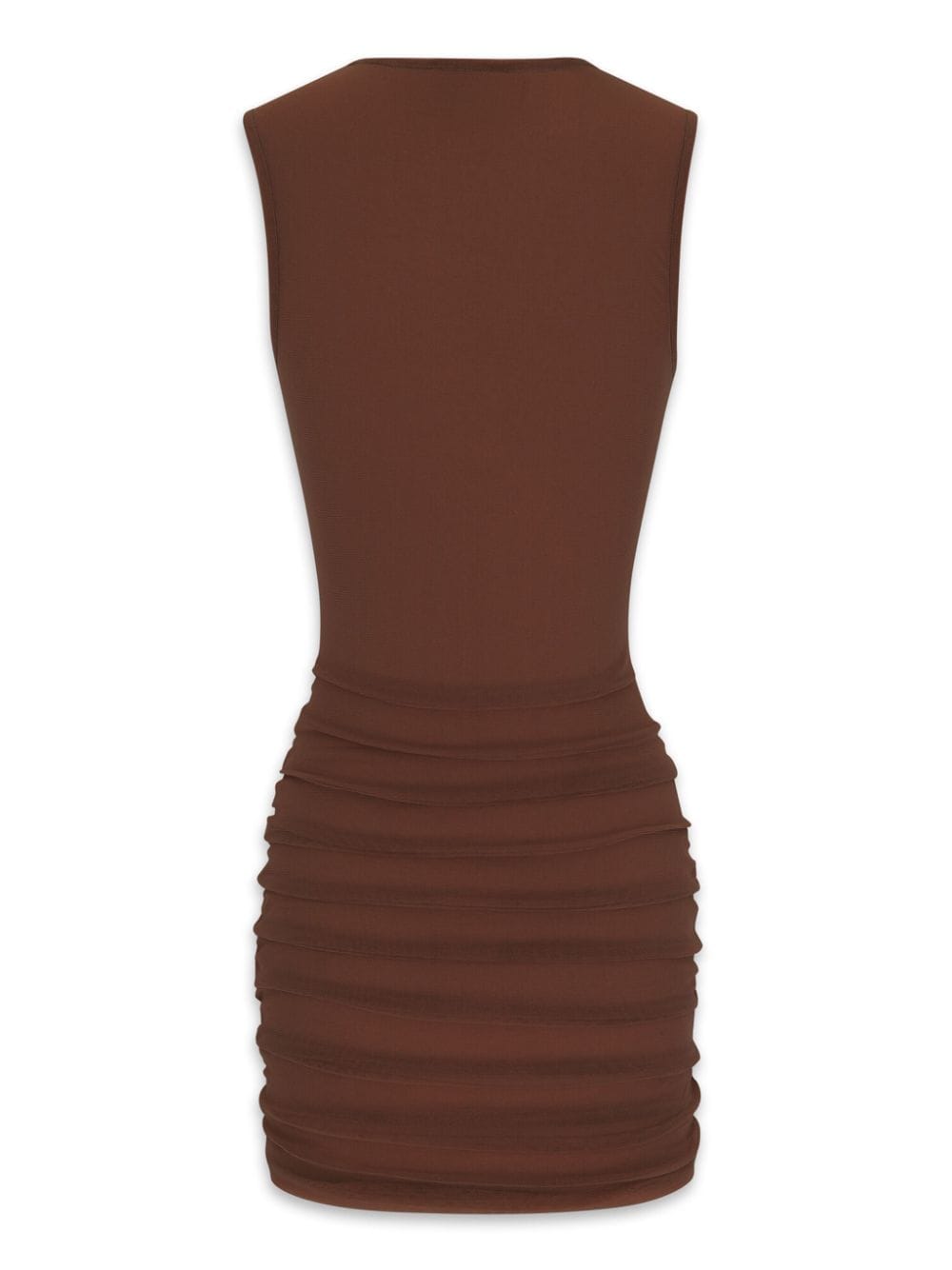 Shop Saint Laurent Sleeveless Tulle Minidress In Brown