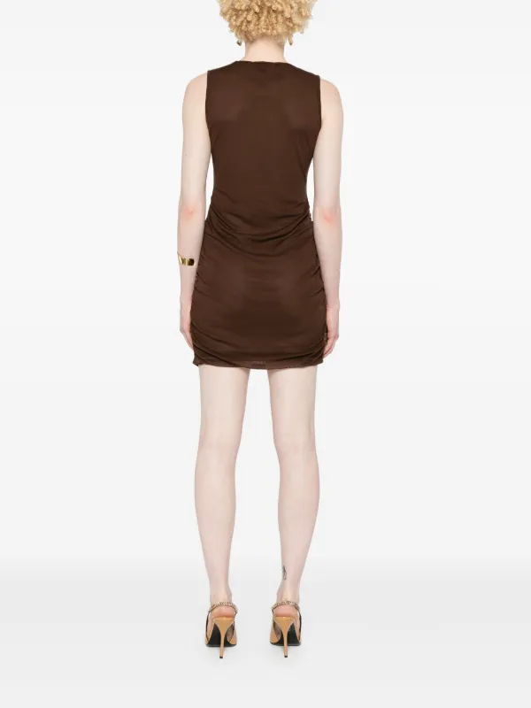 Saint Laurent Sleeveless Tulle Minidress | Brown | FARFETCH JO