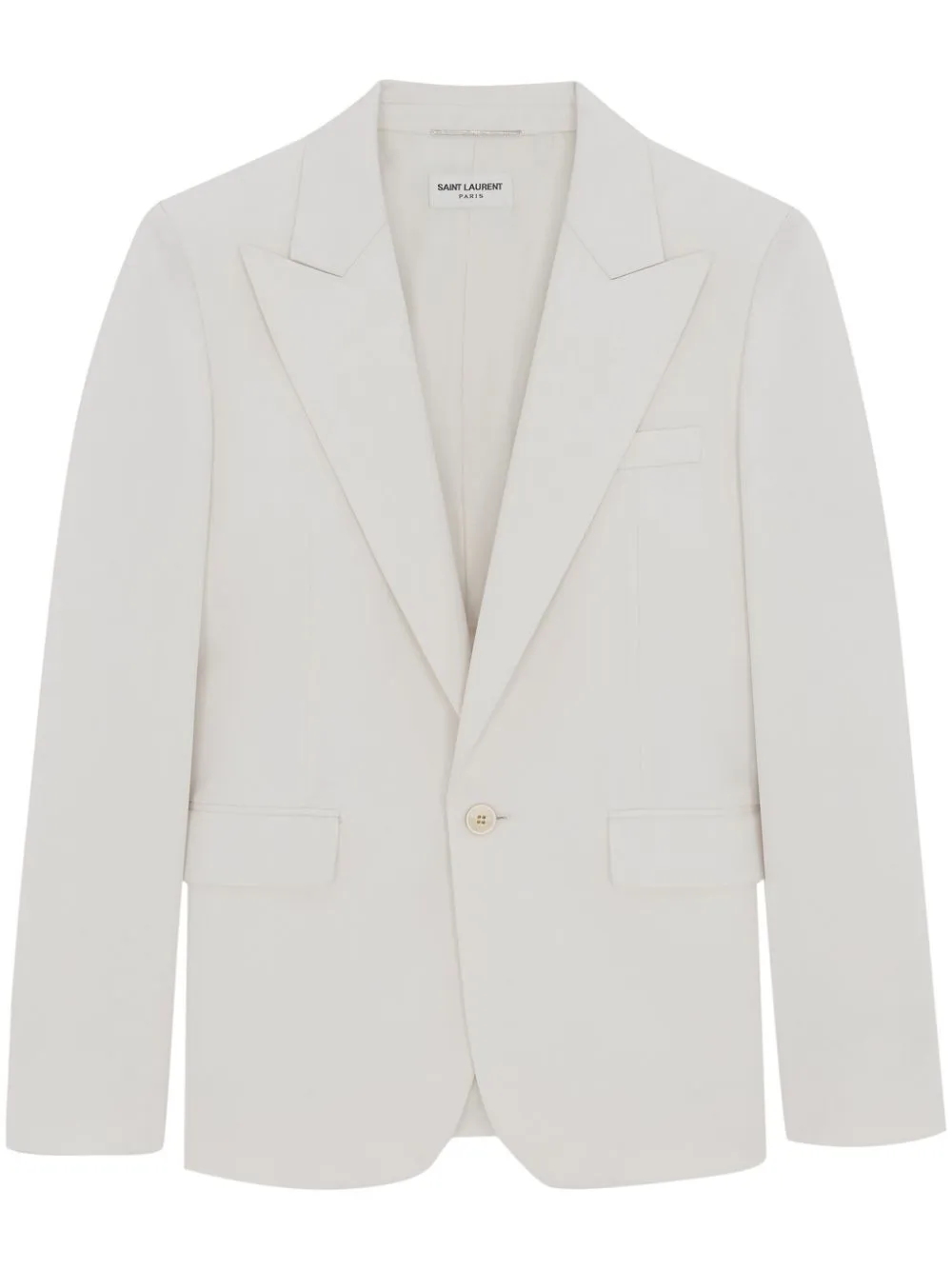 Shop Saint Laurent Single-breasted Virgin Wool-gabardine Blazer In White