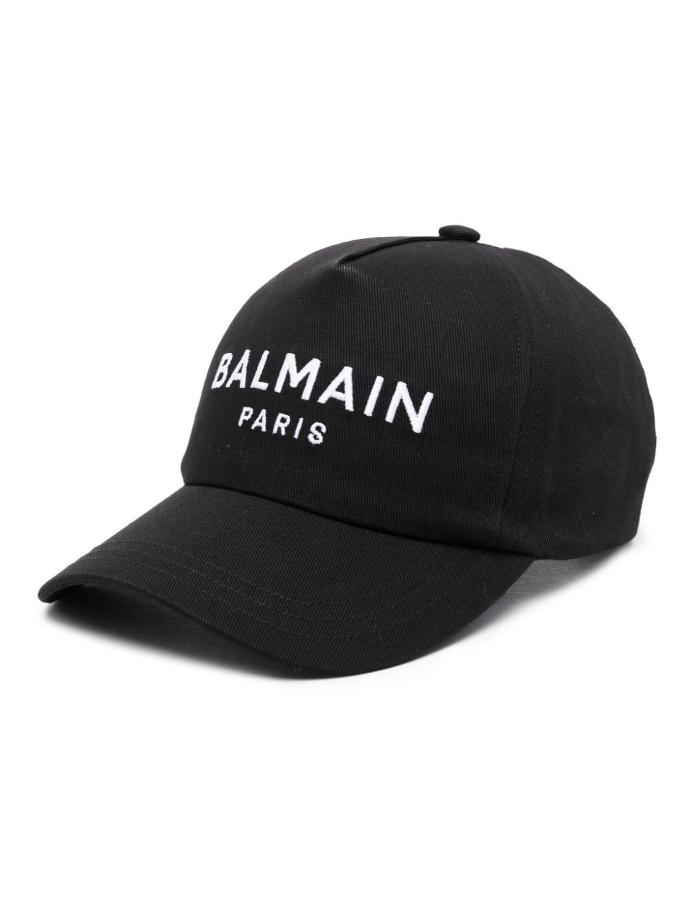 Balmain Logo-embroidered Cotton Cap In Black