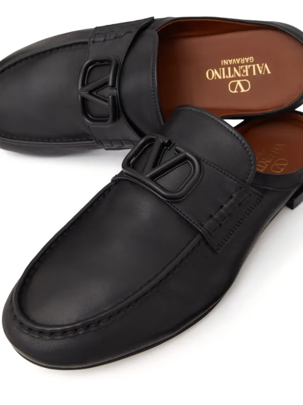 サンダル VALENTINO GARAVANI MAN SLIPPERS ローマンスタッズ カーフスキン フラットスライドサンダル for