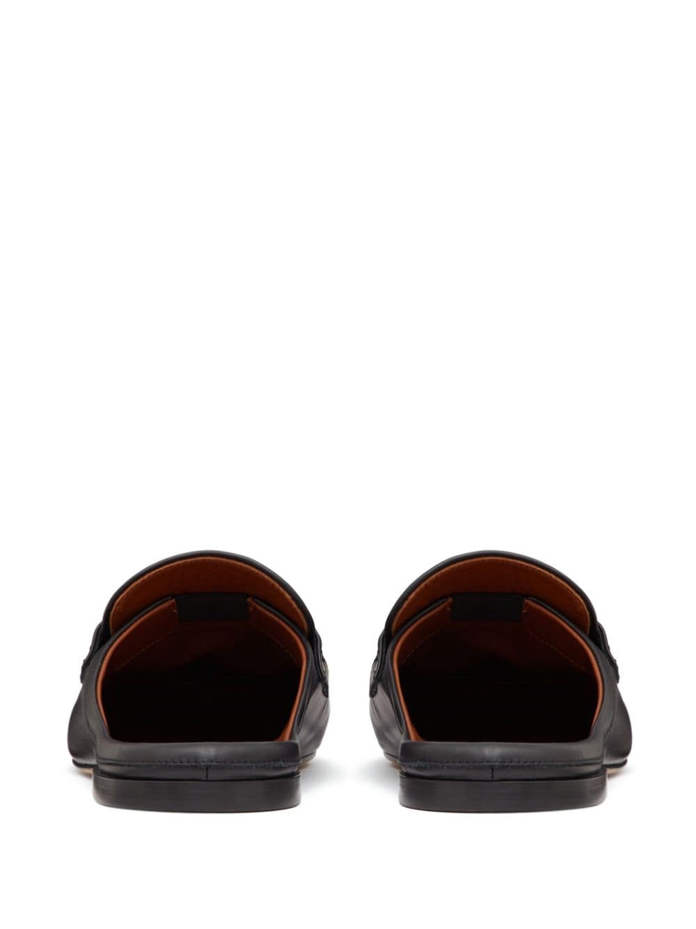 Shop Valentino Vlogo Leather Slippers In Black