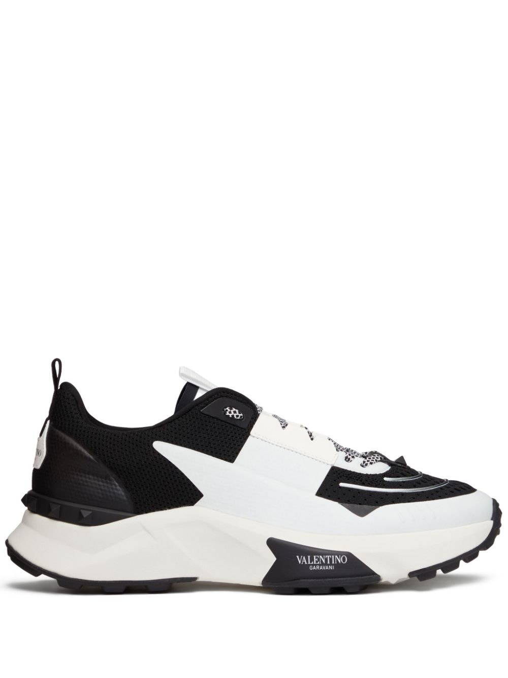 Shop Valentino True Act Panelled Sneakers In Black
