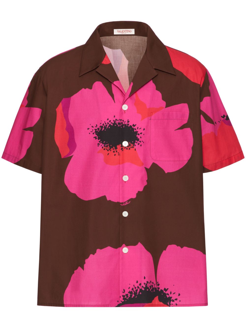 Flower Portrait-print bowling shirt