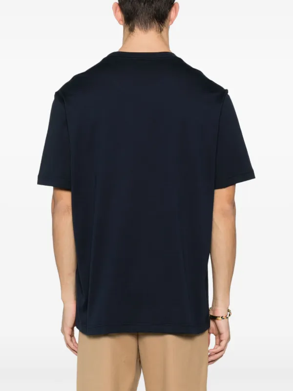 Brioni embroidered-logo Cotton T-shirt | Blue | FARFETCH