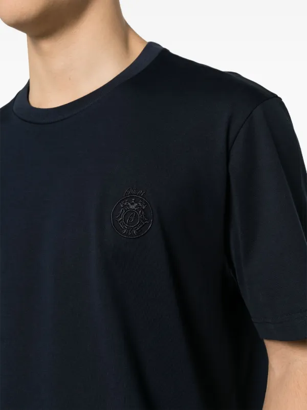 Tシャツ・カットソー BRIONI Men T Shirts UMR00LPCK174100 Blue Brioni logo-embroidered Cotton T-shirt | Blue | FARFETCH