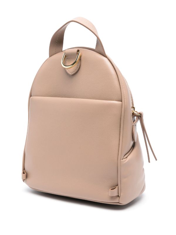 Beige leather outlet backpack