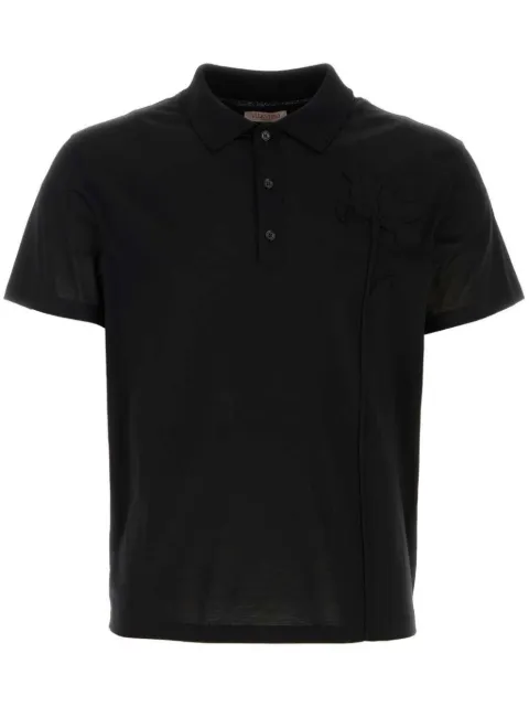 Valentino Garavani flower-appliqué cotton polo shirt