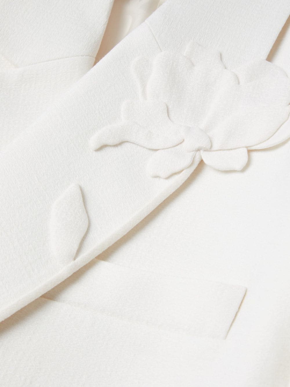 Shop Valentino Floral-appliqué Double-breasted Blazer In White