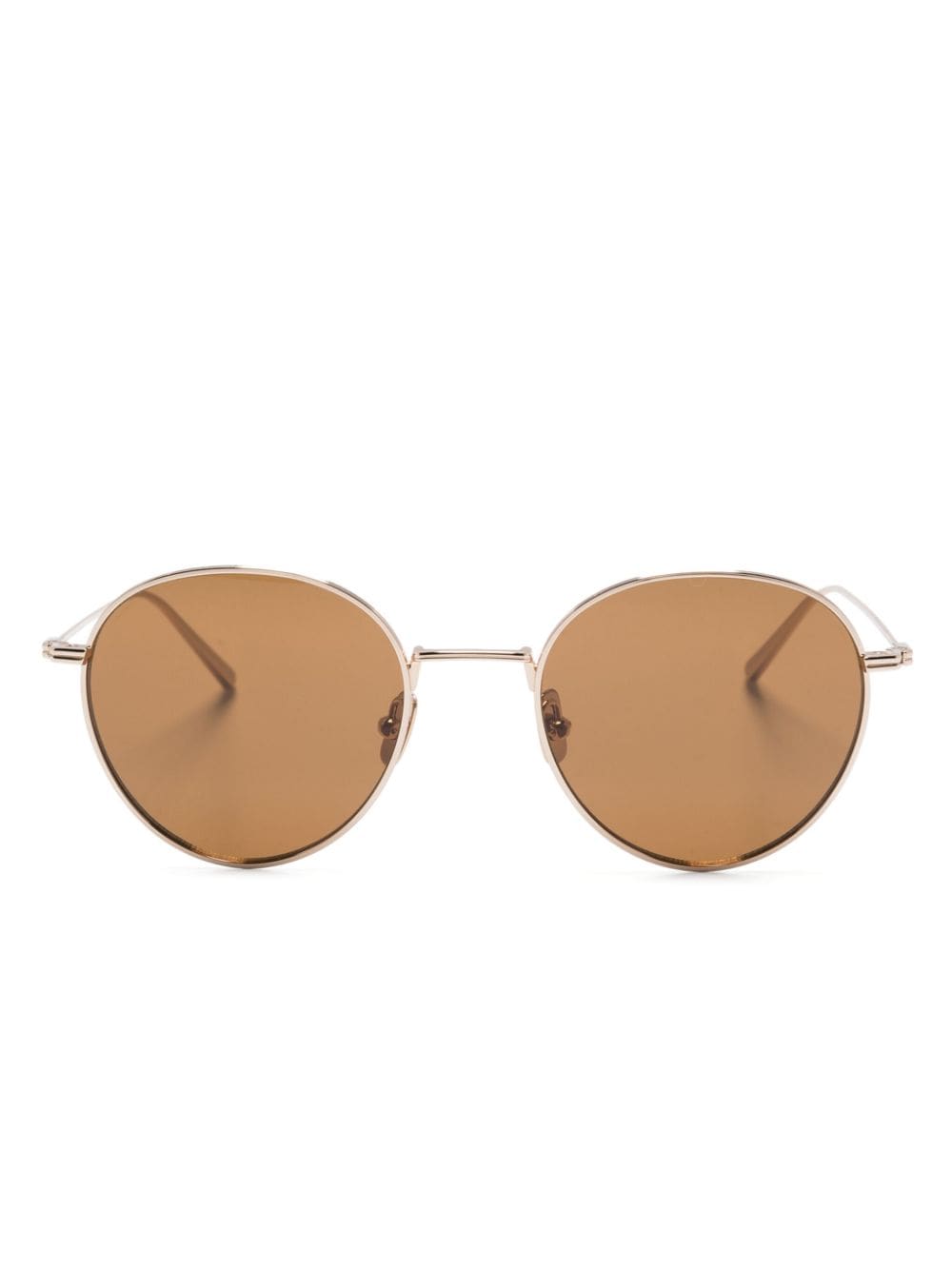Totême Logo-engraved Round-frame Sunglasses In Gold