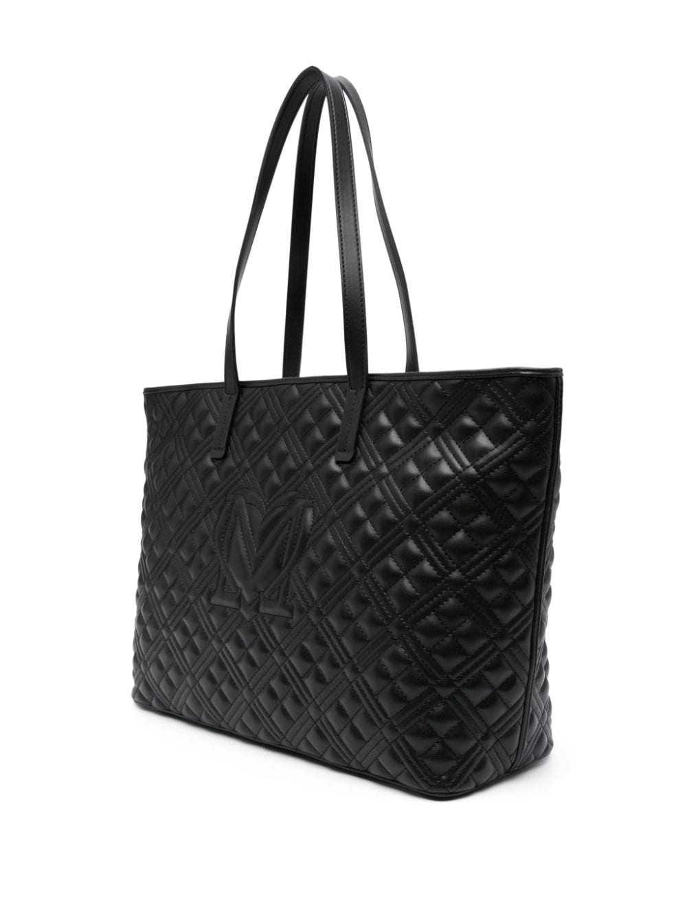 Shop Love Moschino Logo-lettering Quilted Tote Bag In Black