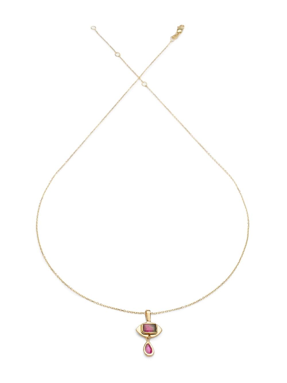 CHRISTINA MAGDOLNA 14kt yellow gold Tiny Eye tourmaline and ruby necklace - Goud