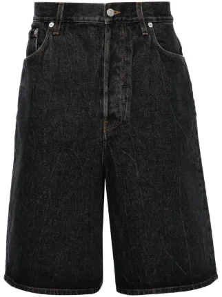 DRIES VAN NOTEN marble-wash Denim Shorts | Black | FARFETCH BN