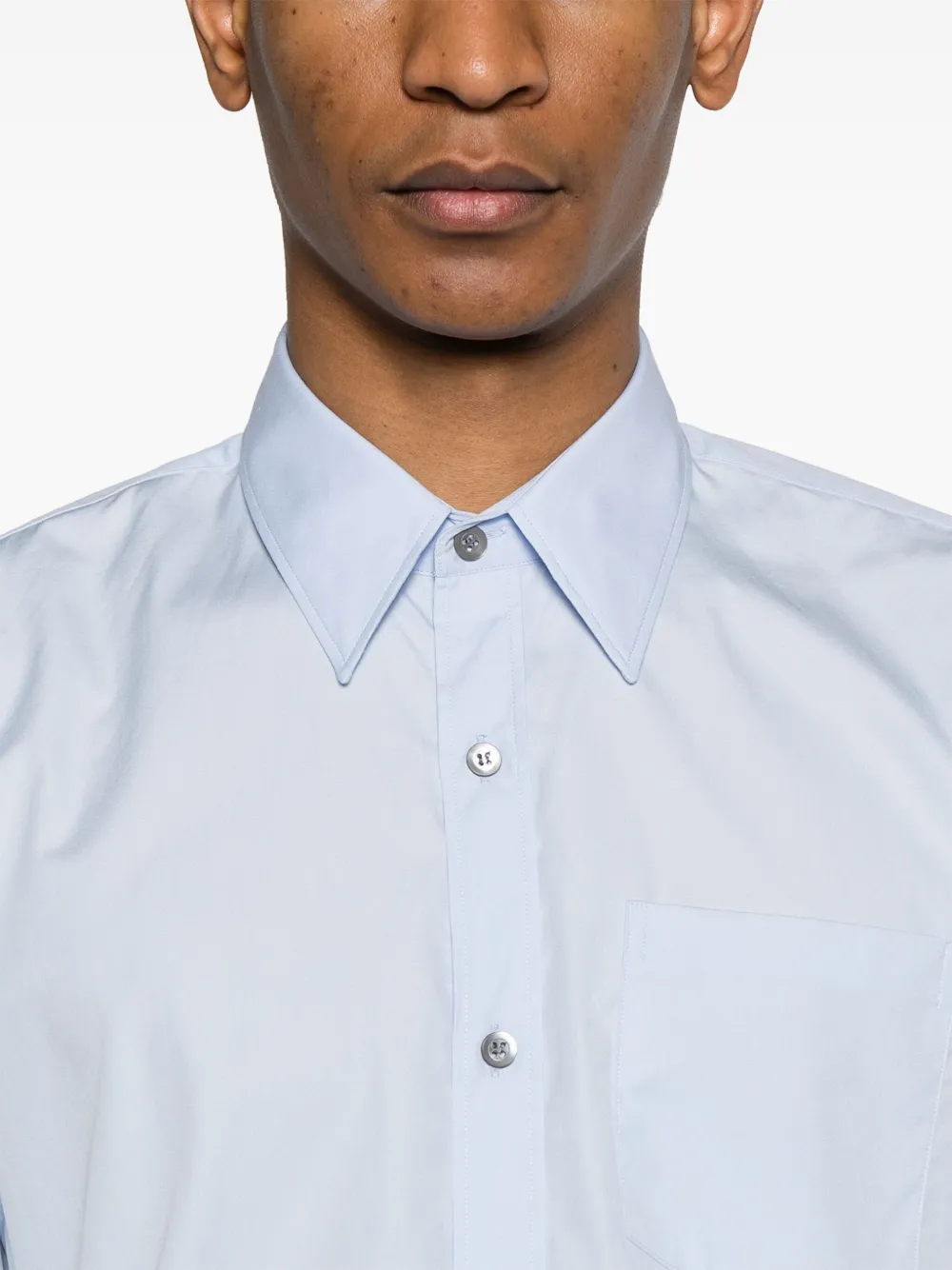DRIES VAN NOTEN スタッズリストストライプシャツ ブルー/48
