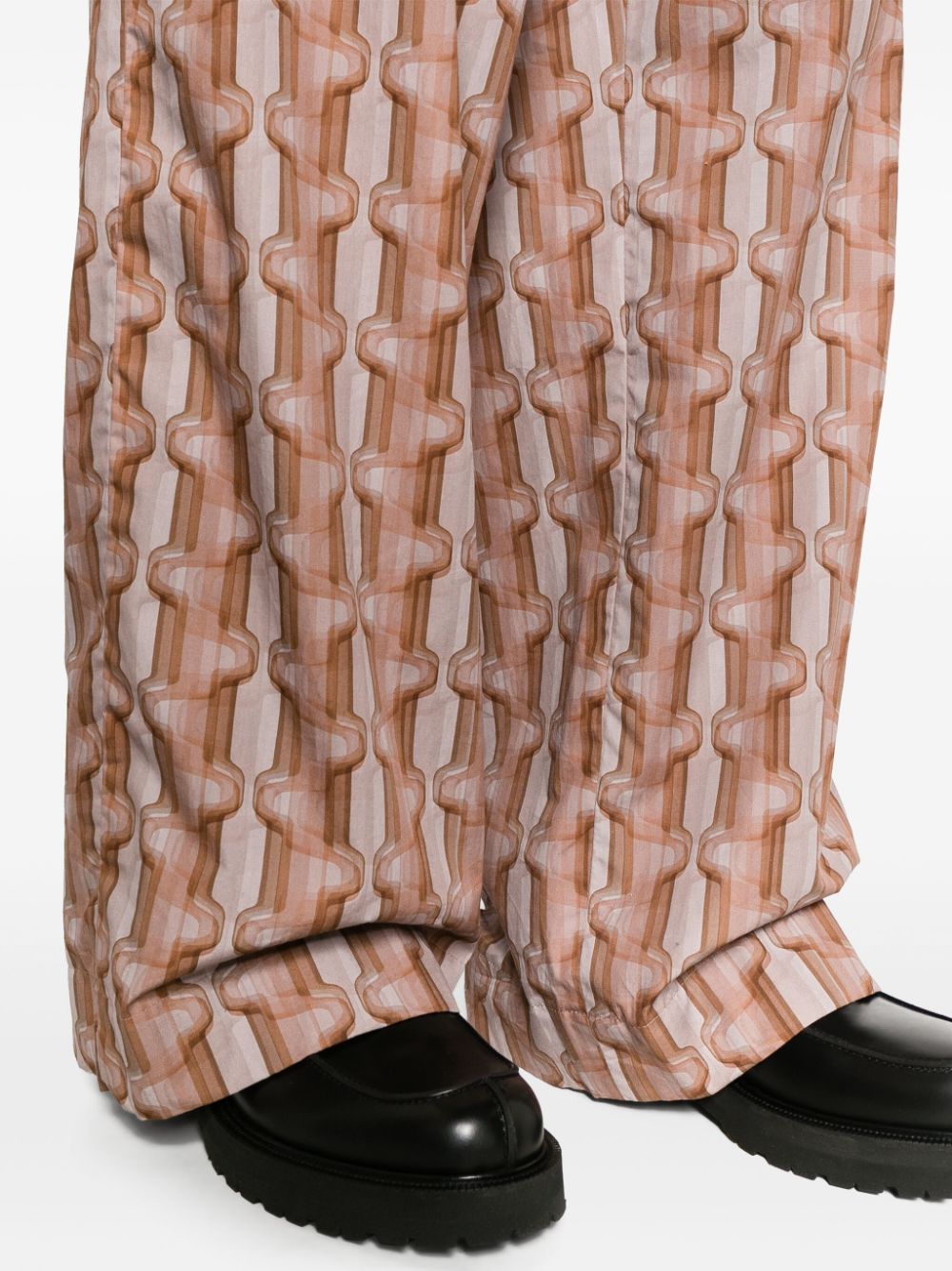 Shop Dries Van Noten Abstract-print Poplin-texture Trousers In Pink