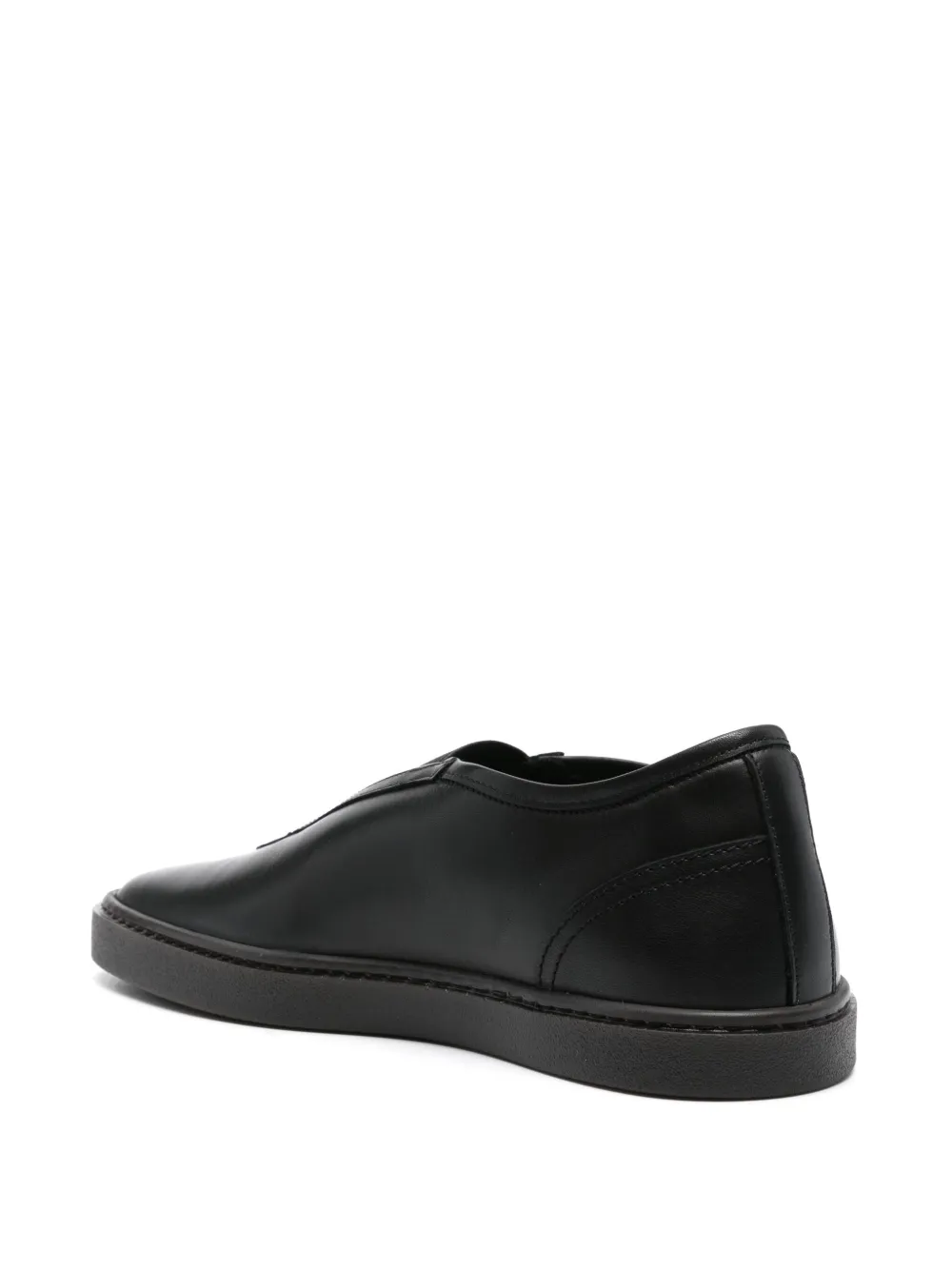 Shop Lemaire Slip-on Leather Sneakers In Black