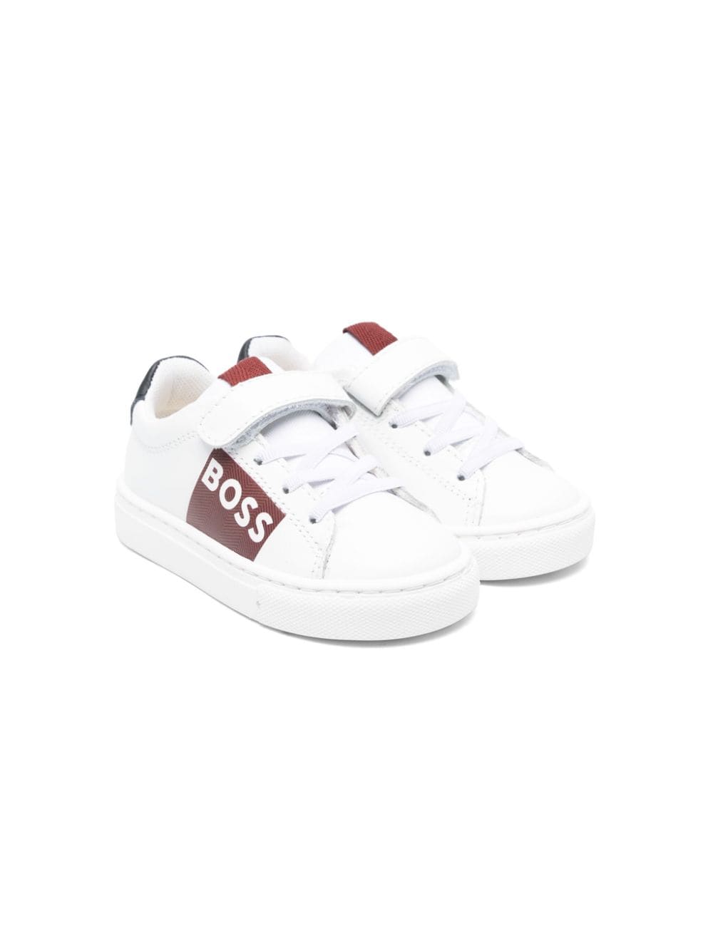 Bosswear Kids' Logo-print Touch-strap Sneakers In White