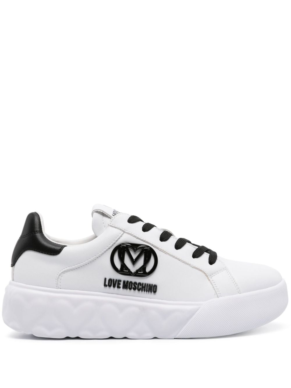 Shop Love Moschino Logo-plaque Platform Sneakers In White