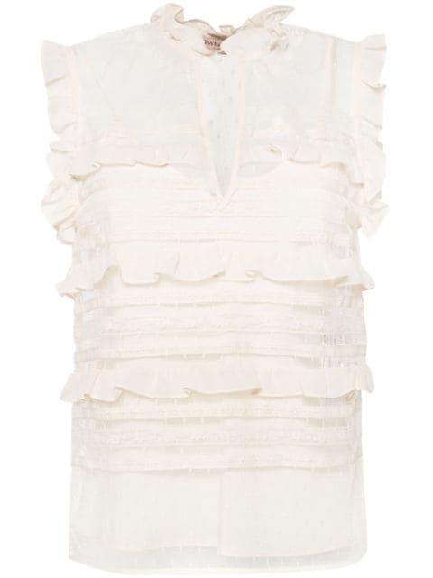 TWINSET floral-lace sleeveless blouse