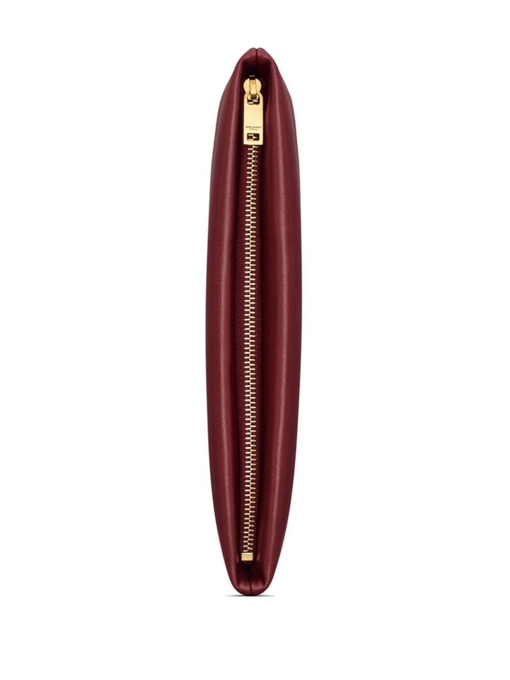 Shop Saint Laurent Small Calypso Lambskin Clutch Bag In Red